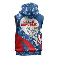 Czech Republic Sleeveless Zip Hoodie with Blue Red Folk Pattern Design and National Lion Emblem - Wonder Print Shop