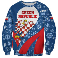 Czech Republic Sweatshirt with Blue Red Folk Pattern Design and National Lion Emblem - Wonder Print Shop