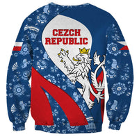Czech Republic Sweatshirt with Blue Red Folk Pattern Design and National Lion Emblem - Wonder Print Shop
