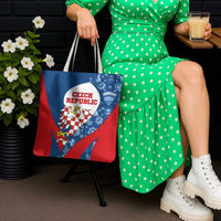 Czech Republic Tote Bag with Blue Red Folk Pattern Design and National Lion Emblem - Wonder Print Shop