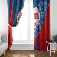 Czech Republic Window Curtain with Blue Red Folk Pattern Design and National Lion Emblem - Wonder Print Shop