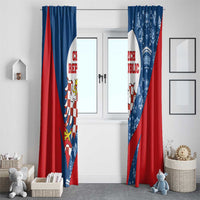 Czech Republic Window Curtain with Blue Red Folk Pattern Design and National Lion Emblem - Wonder Print Shop