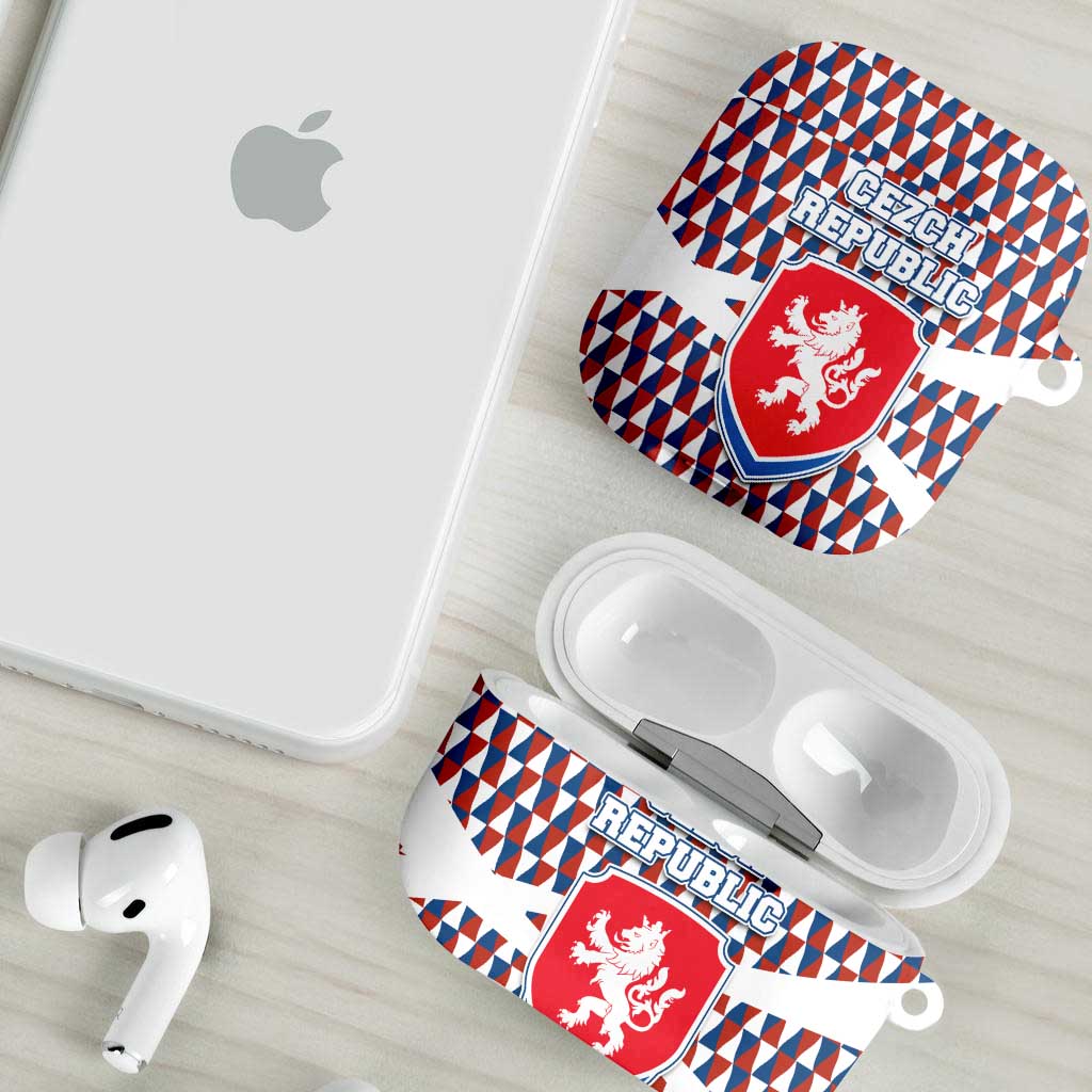 Czech Republic AirPods Case with Red Blue Geometric Design and National Lion Shield - Wonder Print Shop