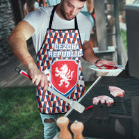 Czech Republic Apron with Red Blue Geometric Design and National Lion Shield - Wonder Print Shop