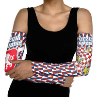 Czech Republic Arm Sleeves with Red Blue Geometric Design and National Lion Shield - Wonder Print Shop