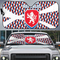 Czech Republic Auto Sun Shade with Red Blue Geometric Design and National Lion Shield - Wonder Print Shop