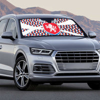 Czech Republic Auto Sun Shade with Red Blue Geometric Design and National Lion Shield - Wonder Print Shop