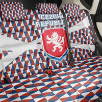 Czech Republic Back Car Seat Cover with Red Blue Geometric Design and National Lion Shield - Wonder Print Shop