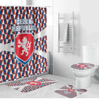 Czech Republic Bathroom Set with Red Blue Geometric Design and National Lion Shield - Wonder Print Shop