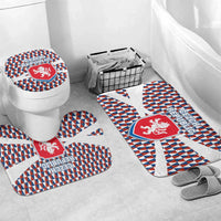 Czech Republic Bathroom Set with Red Blue Geometric Design and National Lion Shield - Wonder Print Shop