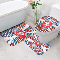 Czech Republic Bathroom Set with Red Blue Geometric Design and National Lion Shield - Wonder Print Shop