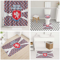 Czech Republic Bathroom Set with Red Blue Geometric Design and National Lion Shield - Wonder Print Shop