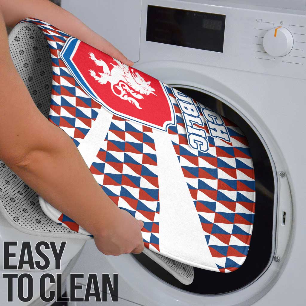 Czech Republic Bathroom Set with Red Blue Geometric Design and National Lion Shield - Wonder Print Shop