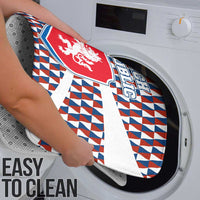 Czech Republic Bathroom Set with Red Blue Geometric Design and National Lion Shield - Wonder Print Shop