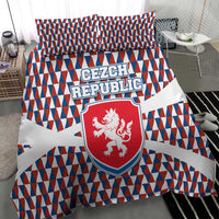 Czech Republic Bedding Set with Red Blue Geometric Design and National Lion Shield - Wonder Print Shop