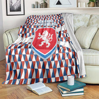 Czech Republic Blanket with Red Blue Geometric Design and National Lion Shield - Wonder Print Shop