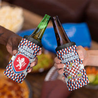 Czech Republic 4 in 1 Can Cooler Tumbler with Red Blue Geometric Design and National Lion Shield - Wonder Print Shop