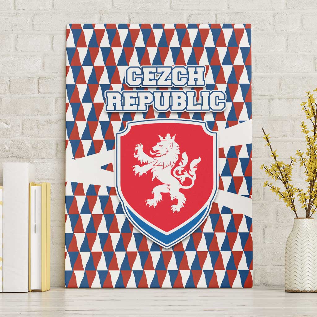 Czech Republic Canvas Wall Art with Red Blue Geometric Design and National Lion Shield - Wonder Print Shop