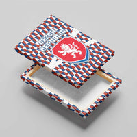 Czech Republic Canvas Wall Art with Red Blue Geometric Design and National Lion Shield - Wonder Print Shop