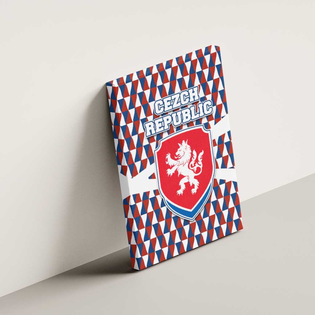 Czech Republic Canvas Wall Art with Red Blue Geometric Design and National Lion Shield - Wonder Print Shop