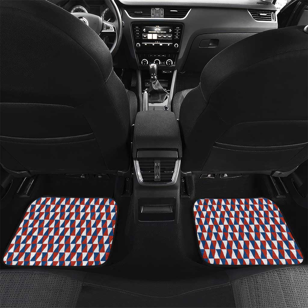 Czech Republic Car Mats with Red Blue Geometric Design and National Lion Shield - Wonder Print Shop