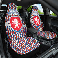 Czech Republic Car Seat Cover with Red Blue Geometric Design and National Lion Shield - Wonder Print Shop