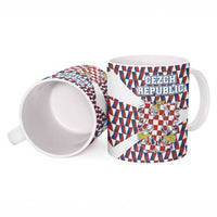 Czech Republic Ceramic Mug with Red Blue Geometric Design and National Lion Shield - Wonder Print Shop