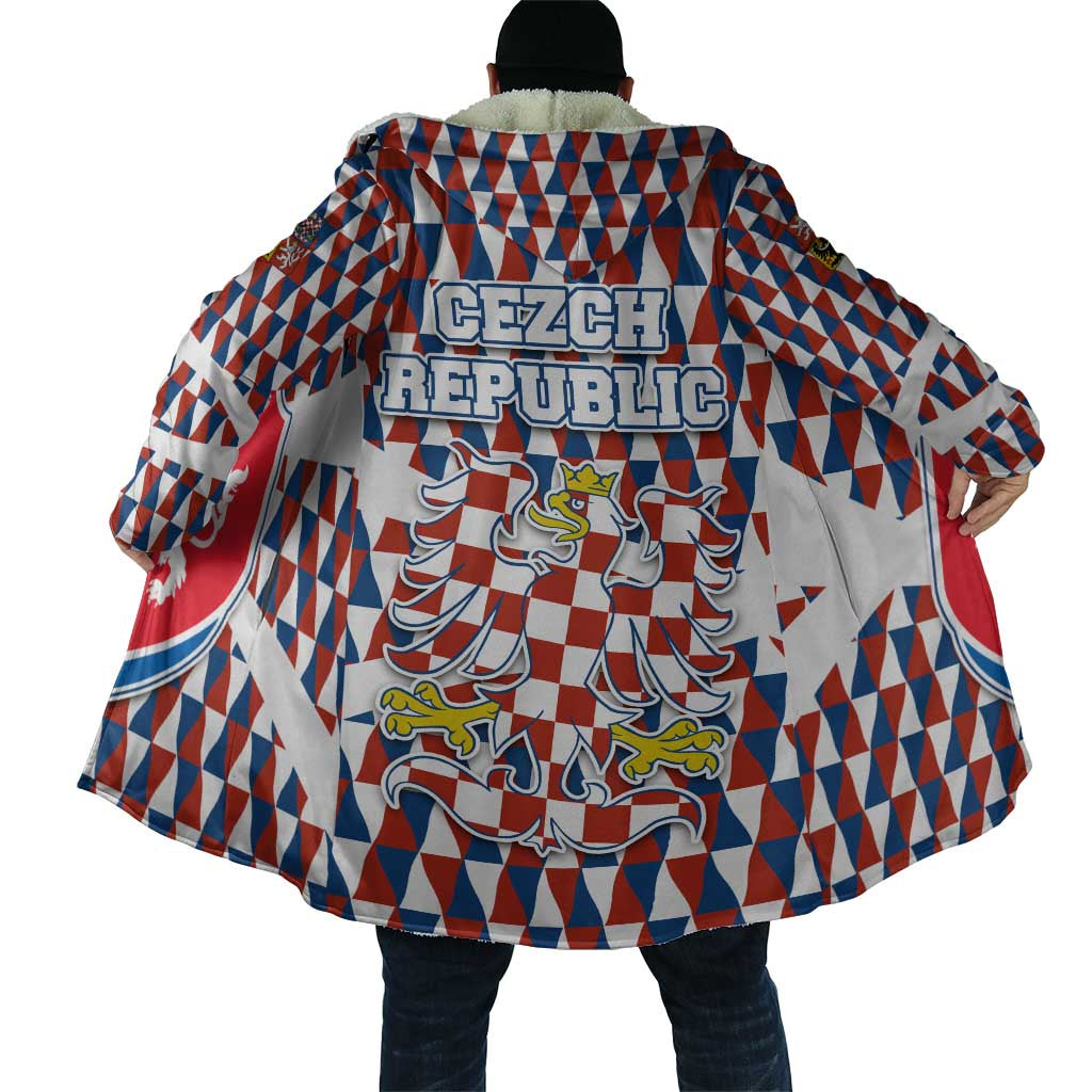 Czech Republic Cloak with Red Blue Geometric Design and National Lion Shield - Wonder Print Shop