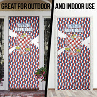Czech Republic Door Cover with Red Blue Geometric Design and National Lion Shield - Wonder Print Shop