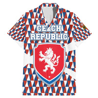 Czech Republic Family Matching Mermaid Dress and Hawaiian Shirt with Red Blue Geometric Design and National Lion Shield - Wonder Print Shop