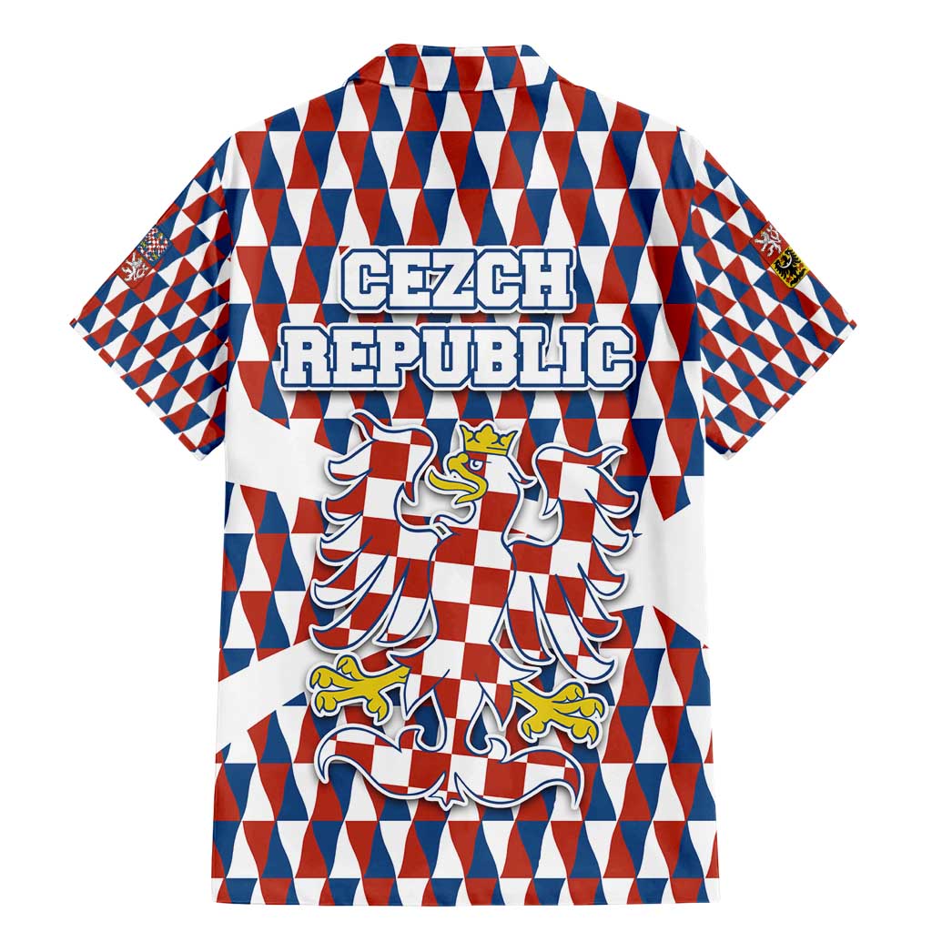 Czech Republic Family Matching Mermaid Dress and Hawaiian Shirt with Red Blue Geometric Design and National Lion Shield - Wonder Print Shop
