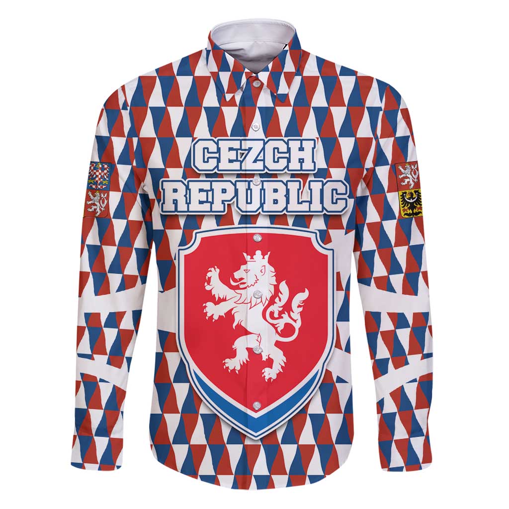 Czech Republic Family Matching Puletasi and Hawaiian Shirt with Red Blue Geometric Design and National Lion Shield - Wonder Print Shop