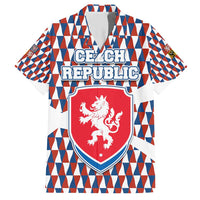 Czech Republic Family Matching Short Sleeve Bodycon Dress and Hawaiian Shirt with Red Blue Geometric Design and National Lion Shield - Wonder Print Shop