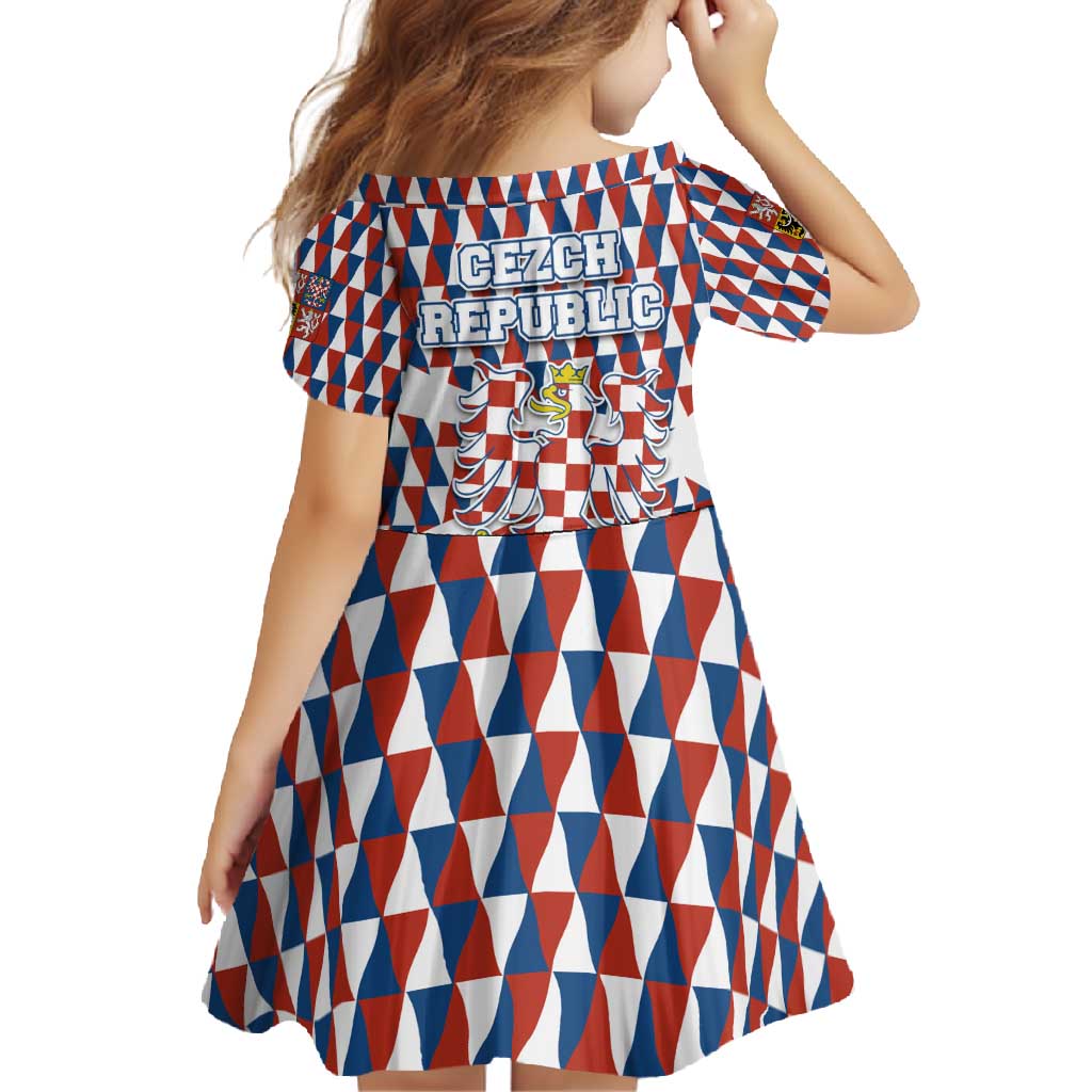 Czech Republic Family Matching Summer Maxi Dress and Hawaiian Shirt with Red Blue Geometric Design and National Lion Shield - Wonder Print Shop