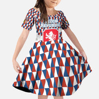 Czech Republic Family Matching Tank Maxi Dress and Hawaiian Shirt with Red Blue Geometric Design and National Lion Shield - Wonder Print Shop