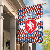 Czech Republic Garden Flag with Red Blue Geometric Design and National Lion Shield - Wonder Print Shop