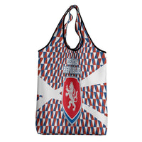 Czech Republic Grocery Bag with Red Blue Geometric Design and National Lion Shield - Wonder Print Shop