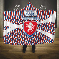 Czech Republic Hooded Blanket with Red Blue Geometric Design and National Lion Shield - Wonder Print Shop