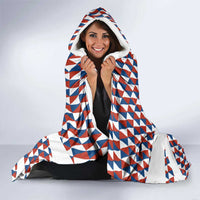 Czech Republic Hooded Blanket with Red Blue Geometric Design and National Lion Shield - Wonder Print Shop
