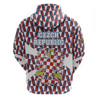 Czech Republic Hoodie with Red Blue Geometric Design and National Lion Shield - Wonder Print Shop