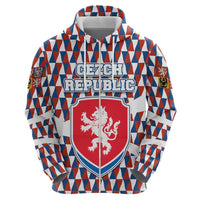 Czech Republic Hoodie with Red Blue Geometric Design and National Lion Shield - Wonder Print Shop