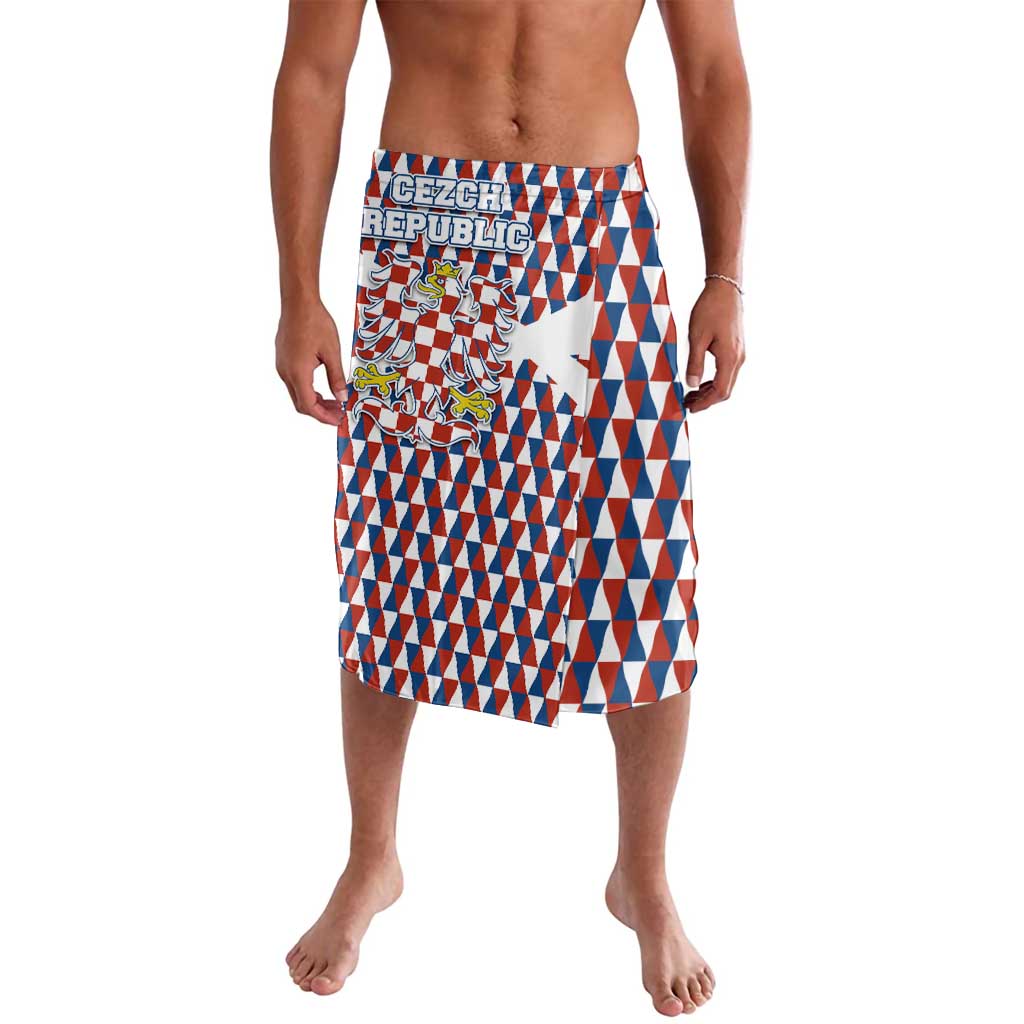 Czech Republic Lavalava with Red Blue Geometric Design and National Lion Shield - Wonder Print Shop