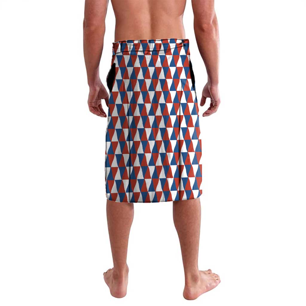 Czech Republic Lavalava with Red Blue Geometric Design and National Lion Shield - Wonder Print Shop