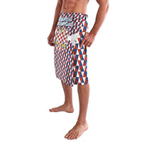 Czech Republic Lavalava with Red Blue Geometric Design and National Lion Shield - Wonder Print Shop