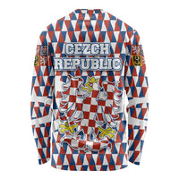 Czech Republic Long Sleeve Shirt with Red Blue Geometric Design and National Lion Shield - Wonder Print Shop