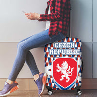 Czech Republic Luggage Cover with Red Blue Geometric Design and National Lion Shield - Wonder Print Shop