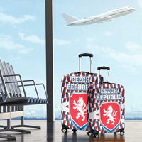 Czech Republic Luggage Cover with Red Blue Geometric Design and National Lion Shield - Wonder Print Shop