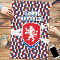 Czech Republic Puzzle with Red Blue Geometric Design and National Lion Shield - Wonder Print Shop