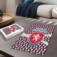 Czech Republic Puzzle with Red Blue Geometric Design and National Lion Shield - Wonder Print Shop