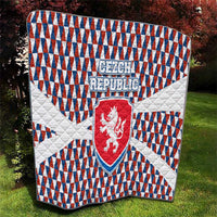 Czech Republic Quilt with Red Blue Geometric Design and National Lion Shield - Wonder Print Shop